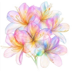 10 flores holográficas aquarela clipart, imagens JPG de clipart de flores coloridas aquarela de alta qualidade para impressão, decoração de parede floral para impressão
