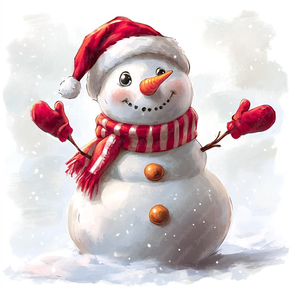 14 Cute Christmas Snowman Watercolor Clipart Bundle, Printable High ...
