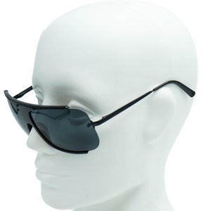 PRADA SPR 01G Black Shield Oversized Sunglasses Vintage 00s