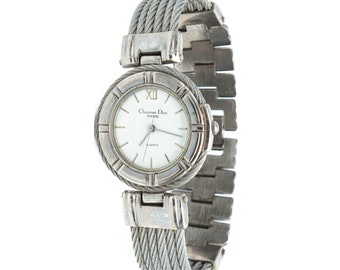 Christian DIOR Women Silver Watch Vintage 90s