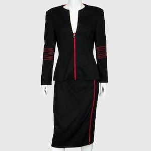 VERSACE Classic V2 Black/Red Skirt Suit Vintage 90s