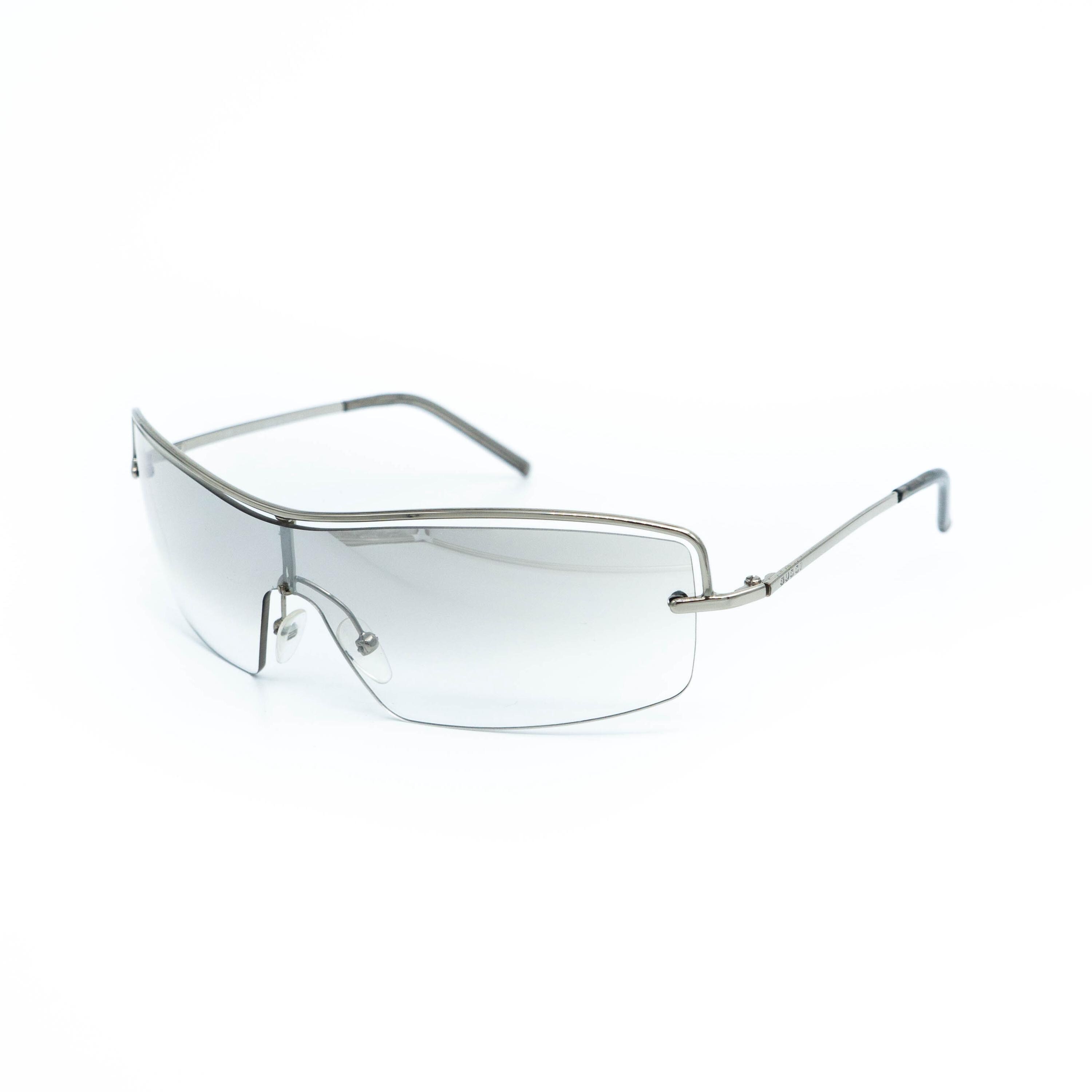 Gucci Rimless Shield Sunglasses in White and Black with Silver Accents Gucci Metal Rimless Shield Sunglasses GG1096S 1893610  main image 2