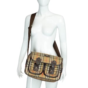 Sac à bandoulière BURBERRY Check Monogram pour appareil photo, vintage des années 90 et 2000