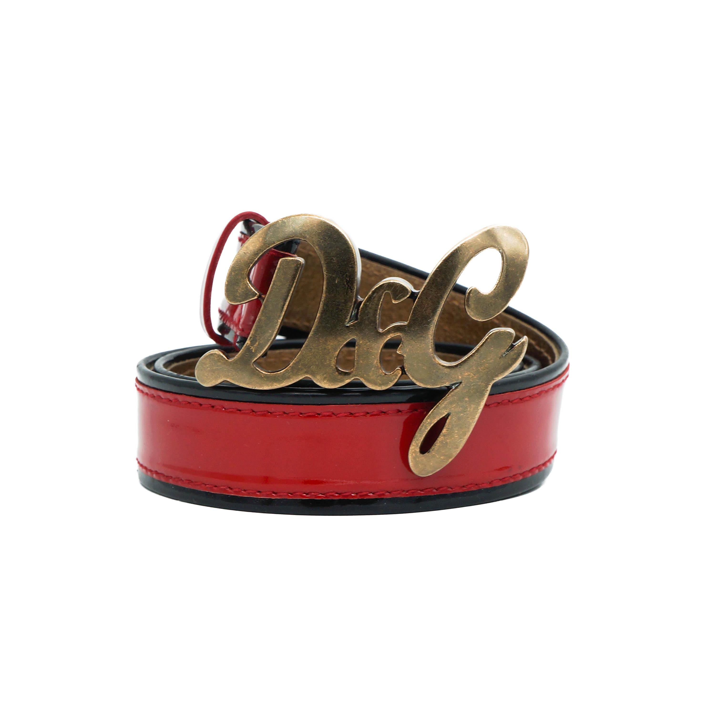 DOLCE & GABBANA Red Gold Metal Leather Belt Vintage - Etsy display picture 2