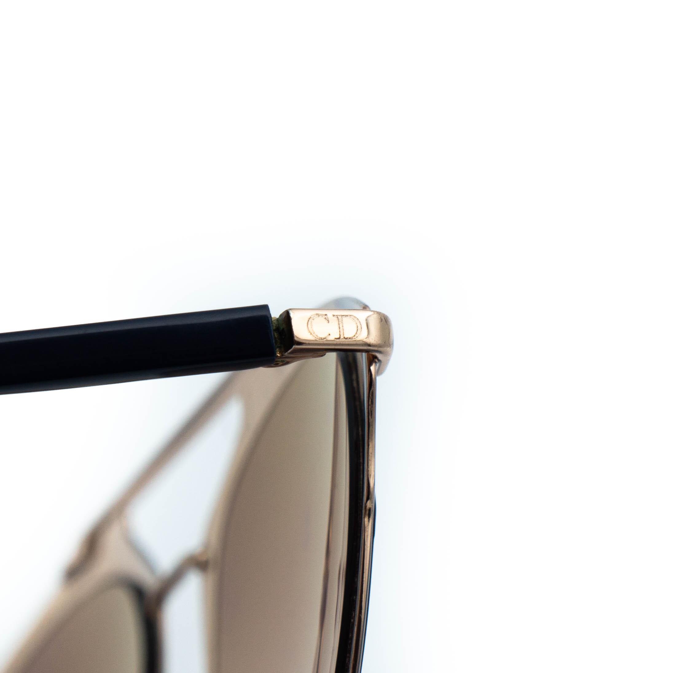 Christian Dior Gold Reflective Tinted Sunglasses Christian Dior Sunglasses Blue Gold Metal Dior Montaigne N13  main image 4