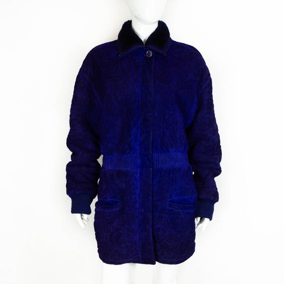 Giacca da donna in pelle blu VERSUS Gianni Versace Italia