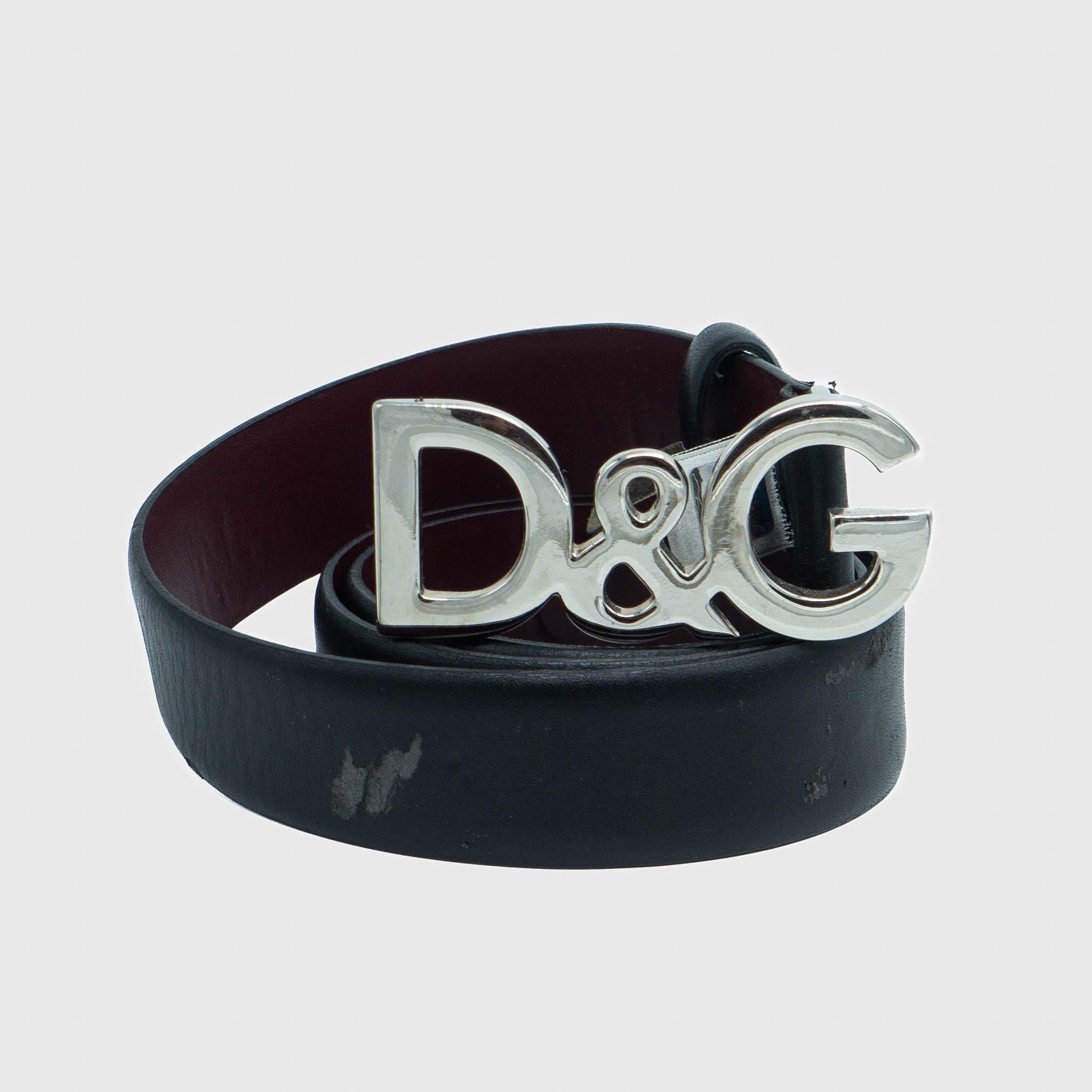 D&G Black Leather Belt with Silver D&G Logo Buckle Dolce&Gabbana Men main image 4