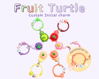 Fruit Turtle Initial Keychain | Custom Kawaii Charm Accessory for Bags Gifts Kids and Fans