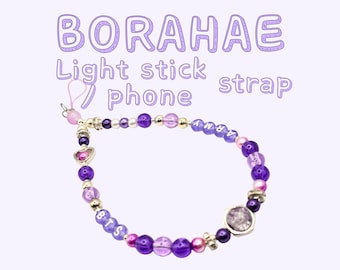 Borahae Wristlet Keychain | BTS Army Lightstick Strap with Heart Charm