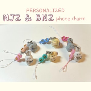 NJZ  bunny phone charm | personalized phone charm, customizable bunny charm, unique gift, kpop goods, Jeanzforfree