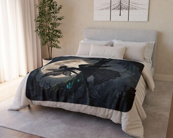 Manta polar con silueta de hada a la luz de la luna / Bosque mágico de fantasía