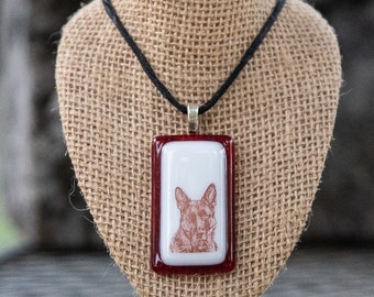 Fused Glass German Shepherd Head Pendant