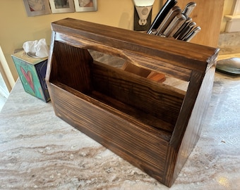 Wood Toolbox with Handle 15" x 10 1/2" Vintage Tool Caddy Gardening Caddy