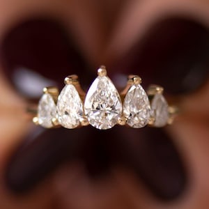 Brilliant Cut Pear Diamond halo Engagement Ring, Anniversary Ring Made By Marutinandan Diamond, Dainty Lab Grown Diamond Ring