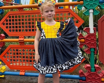 Woody Inspired Denim Dress: Cowgirl Costume for Girls