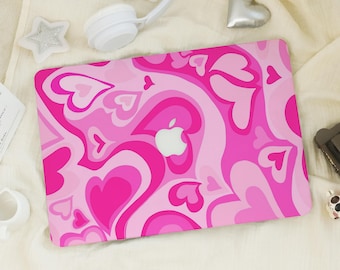 Pink Liquid Heart Pattern Mac Case | Protective Laptop Case Cover for Macbook Air 15/13/11 Pro 13/14/15/16 | 2024 M2 M4 2025 Hardshell Case