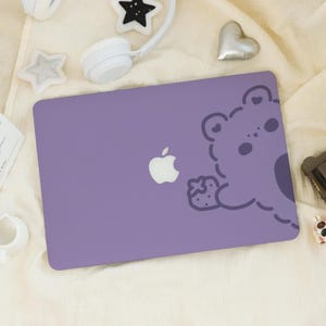 Purple Cartoon Bear Macbook Pro 13 inch Case | Hard Laptop Case for Macbook Air 13/11 Pro 13/14/15/16 2020 2021 M2 2022 | Laptop Case Cover