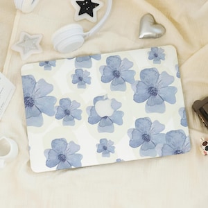 Blue Floral Macbook Pro 13 inch Case | Hard Laptop Case for Macbook Air 13/11 Pro 13/14/15/16 2020 2021 M2 2022 | Stylish Protective Cover