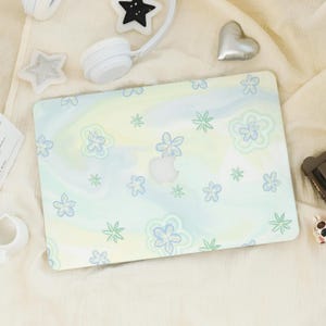 Blue Green Floral Macbook Pro Case | Hard Laptop Case for Macbook Air 13/11 Pro 13/14/15/16 2020 2021 M2 2022 | Ideal Gift for Mother&#39;s Day