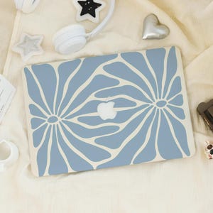 Sky Blue Abstract Art Floral Hardshell Laptop Cover for Apple MacBook Air 13 2022 Pro 13 Pro 14 15 16 Air 15 2024 Laptop Case for Air 13 11