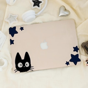 Black Cat Jiji and Stars Covered Macbook Pro 13 inch Case|Aesthetic Hard Laptop Case for Macbook Air 15/13/11 Pro 13/14/15/16 M4 M2 M3 2025