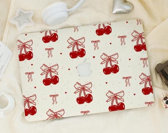 Cherrys Bows Macbook Pro 13 Zoll Hülle | Hart Laptop Tasche für Macbook Air 13/11 Pro 13/14/15/16 2023 2024 M2 2025 | Laptop Tasche Abdeckung
