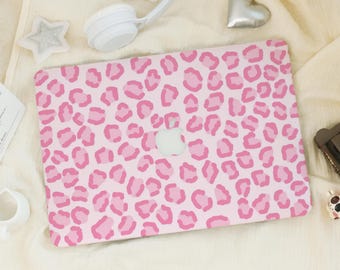 Rosa Leapord Macbook Pro 13 Zoll Hülle | Hart Laptop Tasche für Macbook Air 13/11 Pro 13/14/15/16 2023 2024 M2 2025 | Laptop Tasche Abdeckung