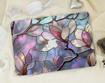 Stained Glass Style Florals Mac Case | Protective Laptop Case Cover for Macbook Air 15/13/11 Pro 13/14/15/16 2024 M2 M4 2025 Hardshell Case