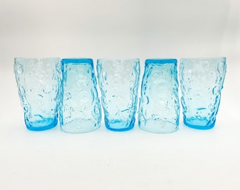 Eight Vintage Bryce Crystal 894 CERULEAN BLUE Stem Liquor Cocktail Glasses 4 7/8 