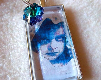 Healing Ragamuffin pendant necklace, Vintage Blue Girl, No.57