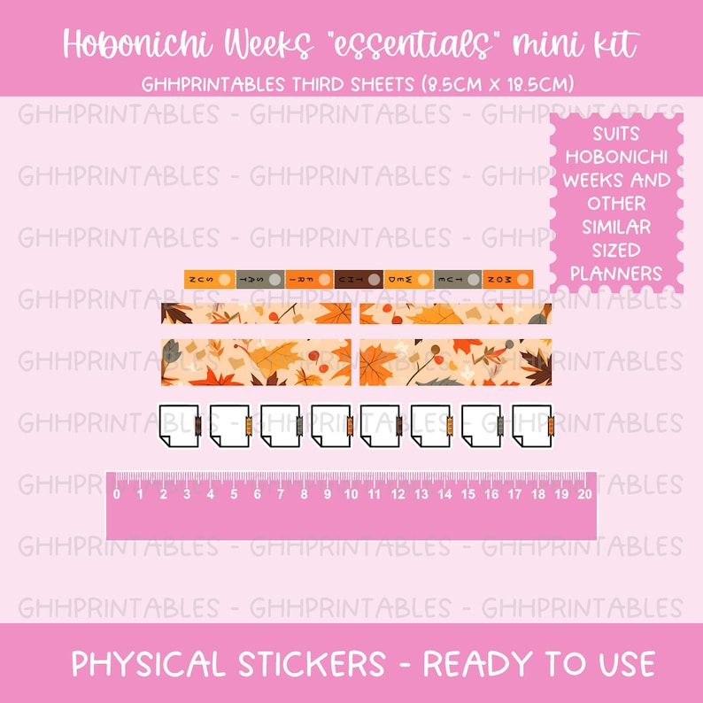 1 Page Mini Kit Hobonichi Weeks DIGITAL & PRINTABLE Stickers ...