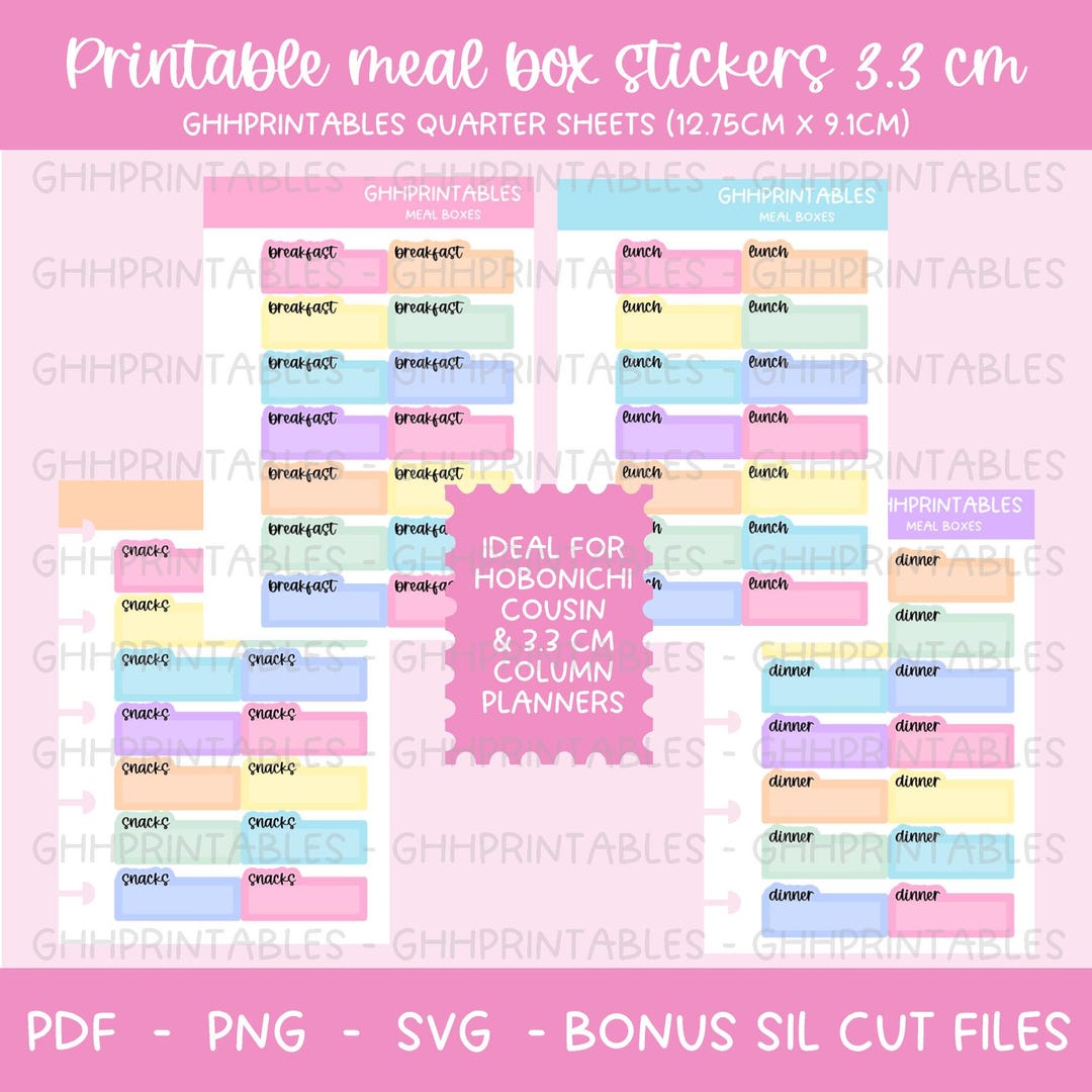 Planner Dinner Meal Tracker 3.3cm DIGITAL &amp; PRINTABLE Stickers ...
