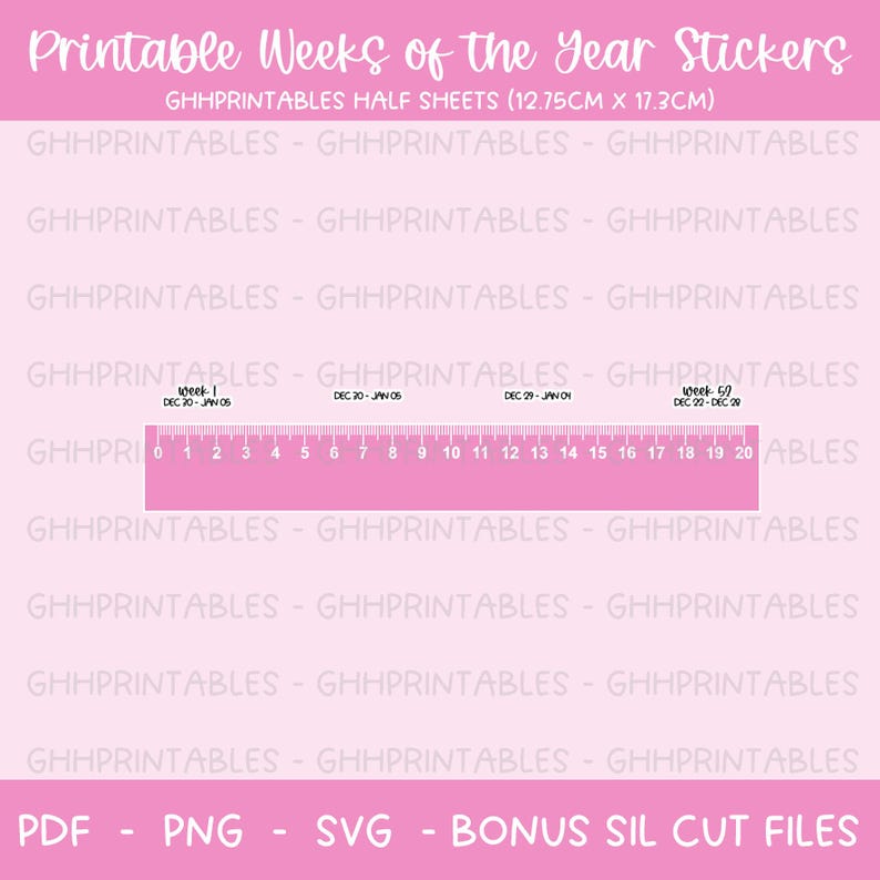 Current Week Tracker Ruler Planner Week of the Year Script 2026 DIGITAL & PRINTABLE Stickers ...