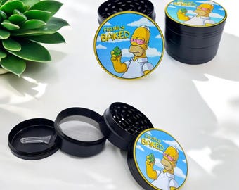 Funny 90s Y2K Cartoon Herb Grinder - 50mm 4-Piece Custom Metal Grinder, Nostalgic Film Parody, Premium Quality Spice Grinder, Cute Gift Idea