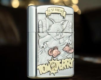 Tom & Jerry Zippo Lighter: Authentic Brass, Anime Collectible - Etsy