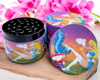 Cute 90’s Nostalgia Film Parody Funny Pink and Purple - 50mm Custom Metal Kitchen Herb Grinder Premium Quality Cute Christmas Gift