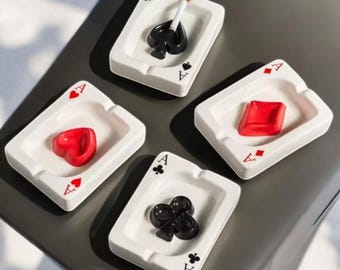 Playing Card Ashtray – Modern Poker Decor, Unique Smoker Gift
