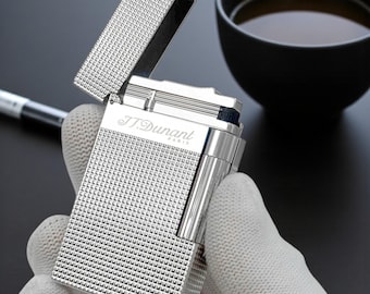 Encendedor de lujo S.T. Dupont de plata y oro / Sonido de resonancia icónico / Objeto de colección conmemorativo vintage / Regalo elegante para fumadores