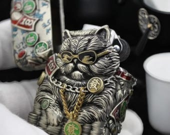 Limited Edition Lucky Cat Zippo Lighter – Windproof Refillable Metal Lighter, Unique Prosperity Design, Collectible Gift with Original Box