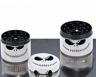 Skull Face Herb Grinder - 4-Piece Metal, Halloween Gift