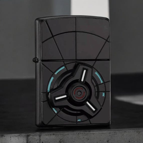 Zippo Futuristic Lighter Black Matte - American Made Windproof Lighter