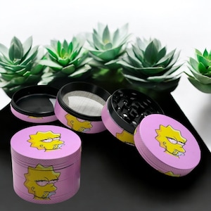 Pink Y2K 90s Cartoon Parody Herb Grinder - Cute & Funny 50mm 4-Piece Premium Metal Grinder - Nostalgic Halloween Gift for Herb Lovers