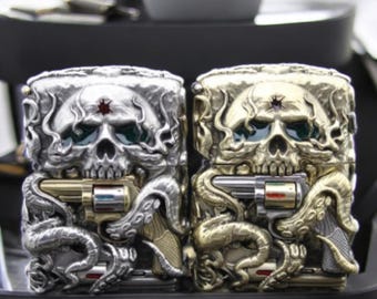 Glow-in-the-Dark Skull Zippo Lighter: Windproof Gothic Collector's Gift