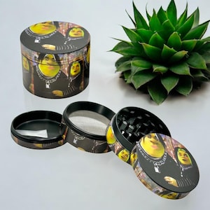 50mm Emo Goth Meme Parody Herb Grinder - 4-Part Premium Metal Kitchen Grinder - Cute Funny Halloween Gift Idea for Smokers