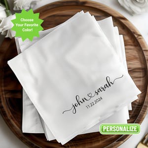 Elegant Wedding Napkins, Personalized Napkins for Weddings, Custom Beverage Napkins, Cocktail Napkins, Luncheon Napkins