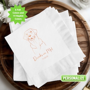 Custom Pet Cocktail Napkins, Dog Wedding Napkins, Custom Pet Cocktail Napkins, Customized Pet Napkins, Custom Pet Portrait Wedding Napkins
