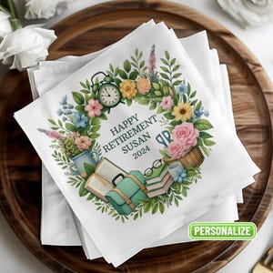 Tovaglioli per feste di pensionamento, tovaglioli per un felice pensionamento, decorazioni personalizzabili per il pensionamento, tovaglioli per feste personalizzati