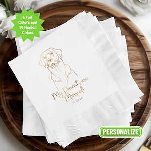 Custom Pet Foil Wedding Napkins: Personalized Cocktail Bar Decor