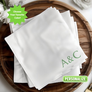 Elegant Personalized Wedding Napkins: Monogrammed Bridal Shower Favors