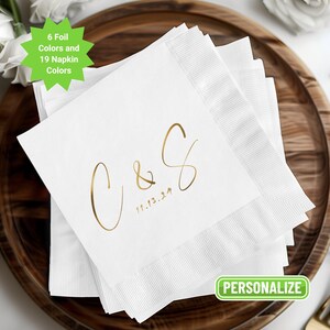Aangepaste bruiloftservetten, gepersonaliseerde servetten, cocktailservetten, bruiloftsdecor, bedankjes verlovingsfeest, folieservettenset